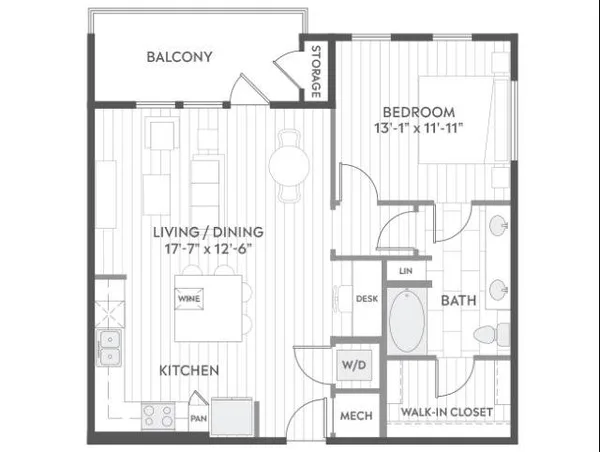 A4d floor plan, 1 bedroom