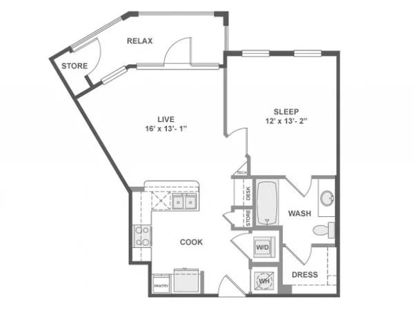 A2Z floor plan, 1 bedroom