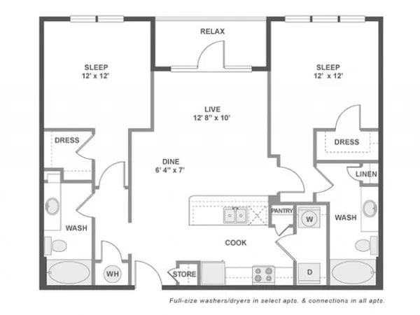 C4a floor plan, 2 bedroom, 1,083 sq ft