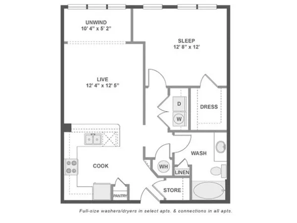 A3aS floor plan, 1 bedroom