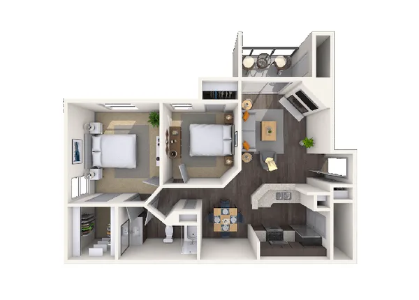 Provence floor plan, 2 bedroom, 912 sq ft