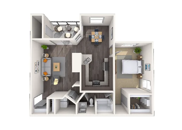 Chateaux floor plan, 1 bedroom, 838 sq ft