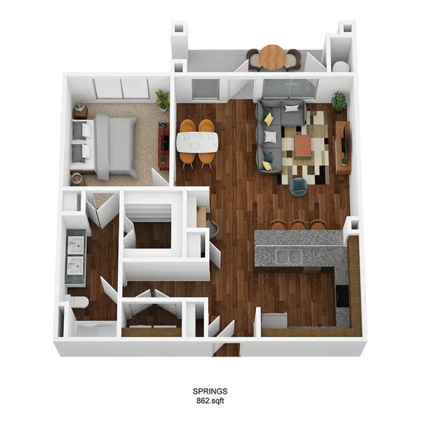 A1G-S floor plan, 1 bedroom, 862 sq ft