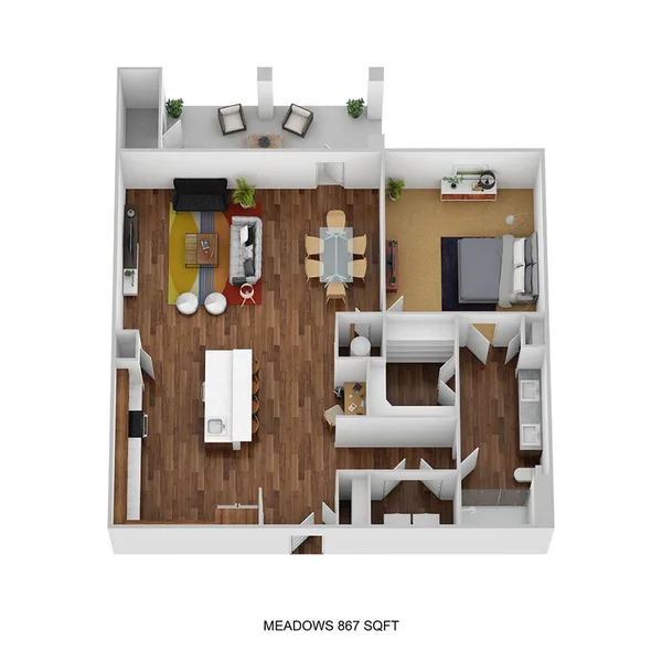 A1G-M floor plan, 1 bedroom, 867 sq ft