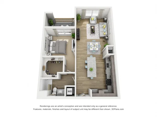 A1C-P floor plan, 1 bedroom, 773 sq ft
