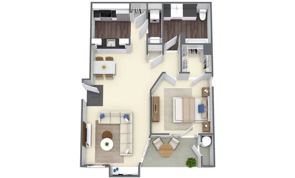 11CX floor plan, 1 bedroom, 735 sq ft