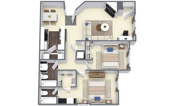 22C2 floor plan, 2 bedroom, 1,046 sq ft