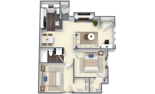 21B2 floor plan, 2 bedroom, 945 sq ft