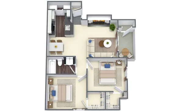 21AX floor plan, 2 bedroom, 903 sq ft