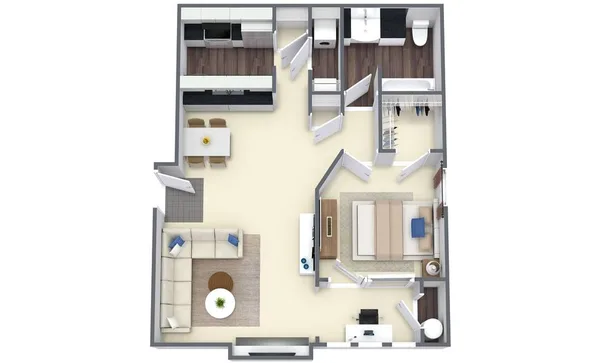 11D2 floor plan, 1 bedroom, 798 sq ft