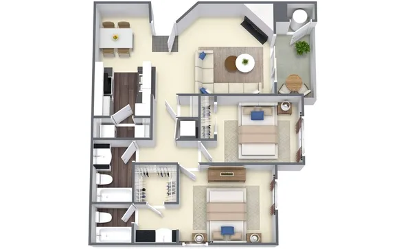 22AX floor plan, 2 bedroom, 980 sq ft