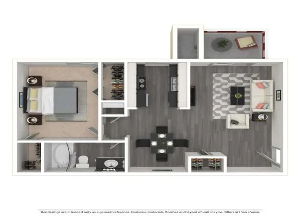 A1A The Ashford floor plan, 1 bedroom, 718 sq ft
