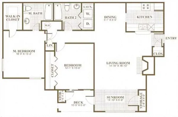 0868.B4 floor plan, 2 bedroom, 1,307 sq ft