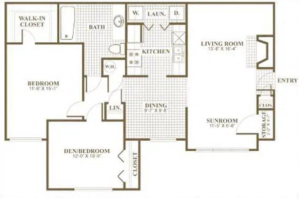 0868.B1 floor plan, 2 bedroom, 1,103 sq ft