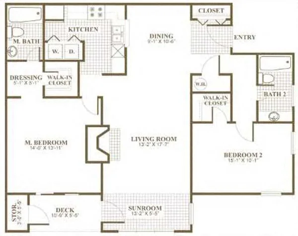 0868.B3 floor plan, 2 bedroom, 1,211 sq ft
