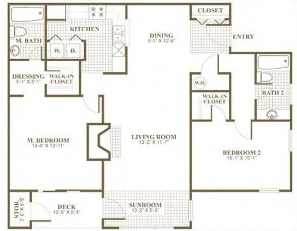 0868.B5 floor plan, 2 bedroom, 1,292 sq ft
