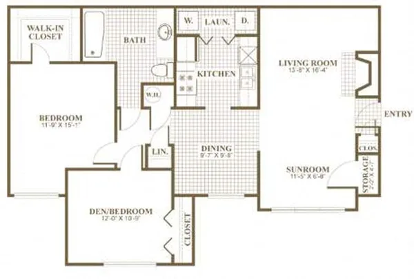 0868.B0 floor plan, 2 bedroom, 1,030 sq ft