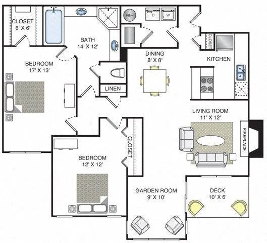 Sienna floor plan, 2 bedroom