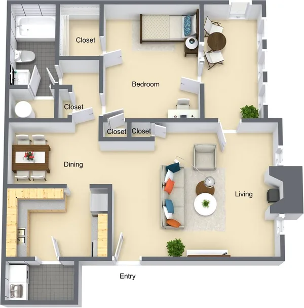 11CX floor plan, 1 bedroom, 900 sq ft