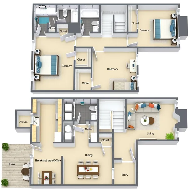 32.5B1T floor plan, 3 bedroom, 1,500 sq ft