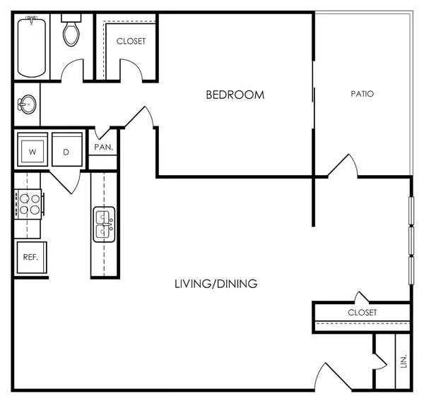 A4 floor plan, 1 bedroom, 1,000 sq ft