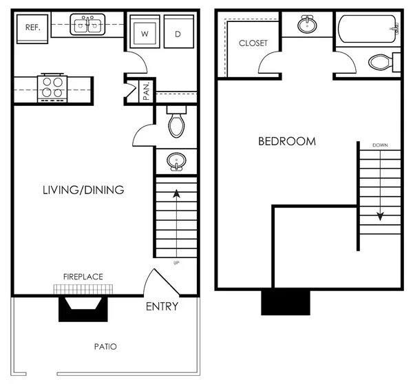 A3 floor plan, 1 bedroom, 972 sq ft