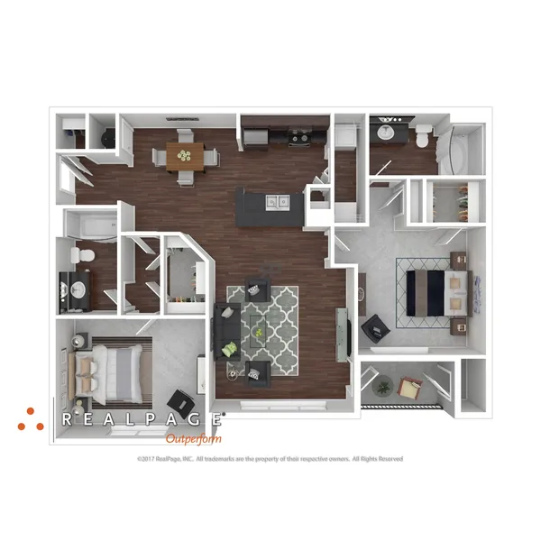 B1 floor plan, 2 bedroom, 1,083 sq ft