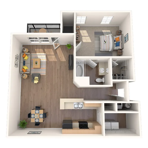 A1-Platinum floor plan, 1 bedroom