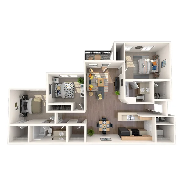C1-Classic floor plan, 3 bedroom, 1,350 sq ft