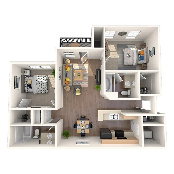 B1-Classic floor plan, 2 bedroom, 1,175 sq ft