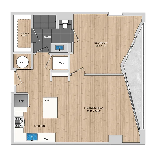 A2.2 floor plan, 1 bedroom, 765 sq ft