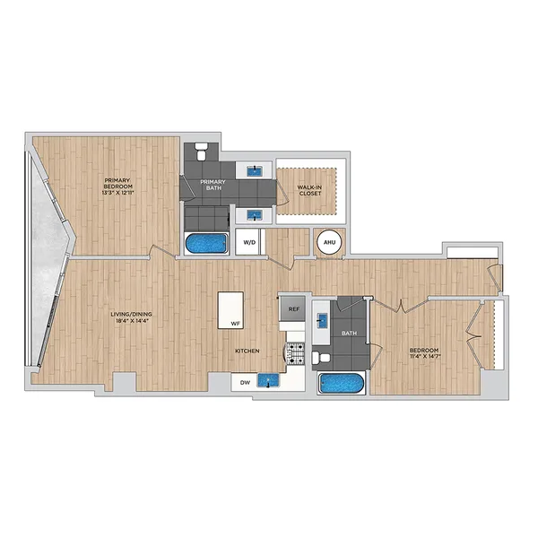 B3.1 floor plan, 2 bedroom, 1,149 sq ft