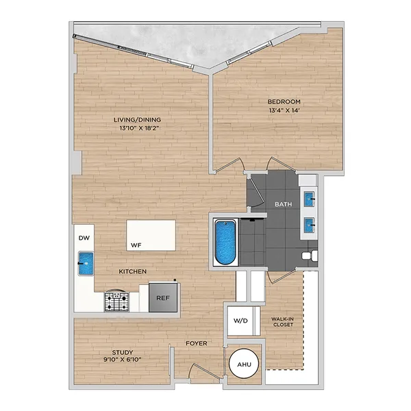A5.1 floor plan, 1 bedroom, 941 sq ft