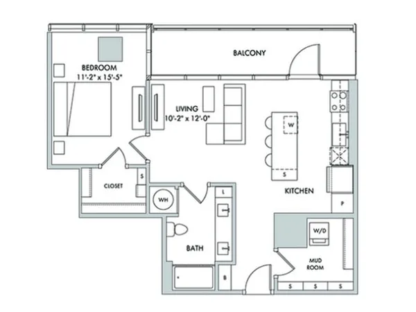 A4 floor plan, 1 bedroom, 853 sq ft