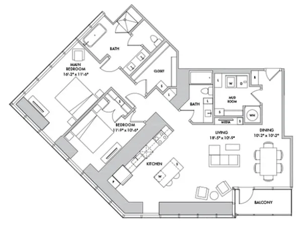 C11 floor plan, 2 bedroom, 1,766 sq ft