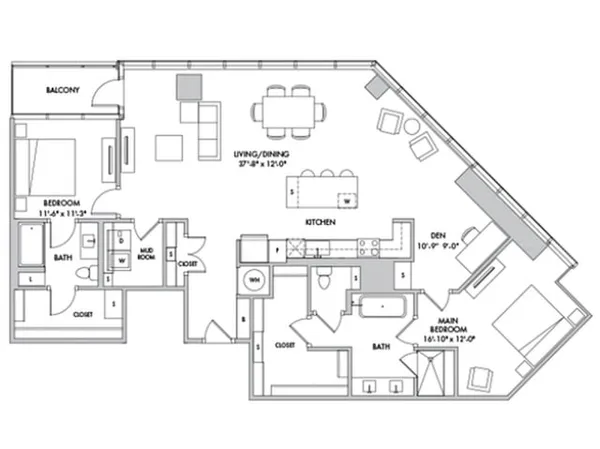 C12a-D floor plan, 2 bedroom, 1,881 sq ft
