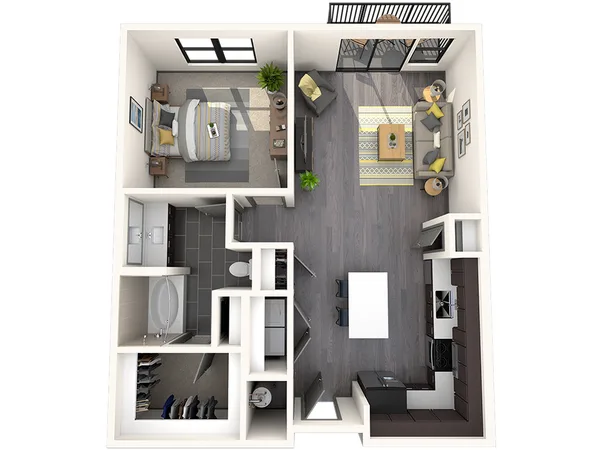 1B floor plan, 1 bedroom, 790 sq ft