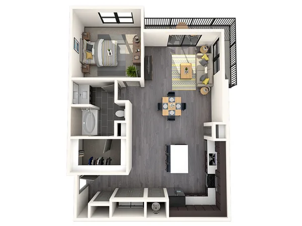 1B-1 floor plan, 1 bedroom, 814 sq ft