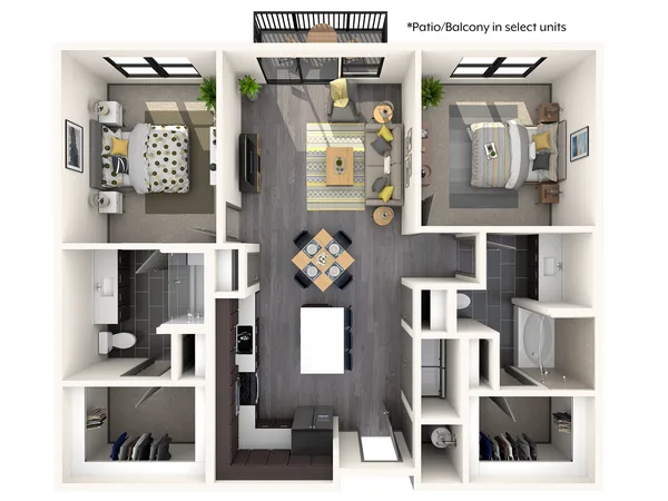 2A floor plan, 2 bedroom, 1,090 sq ft