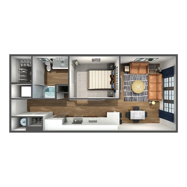 A2 floor plan, 1 bedroom, 699 sq ft
