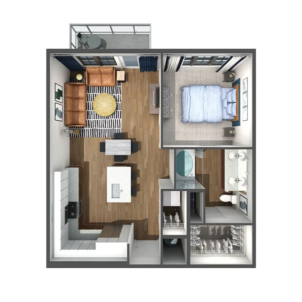 A4 floor plan, 1 bedroom, 763 sq ft