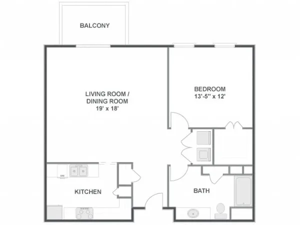 San Antonio floor plan, 1 bedroom, 949 sq ft