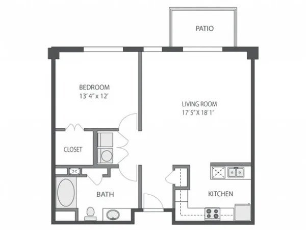 Pecos floor plan, 1 bedroom, 848 sq ft