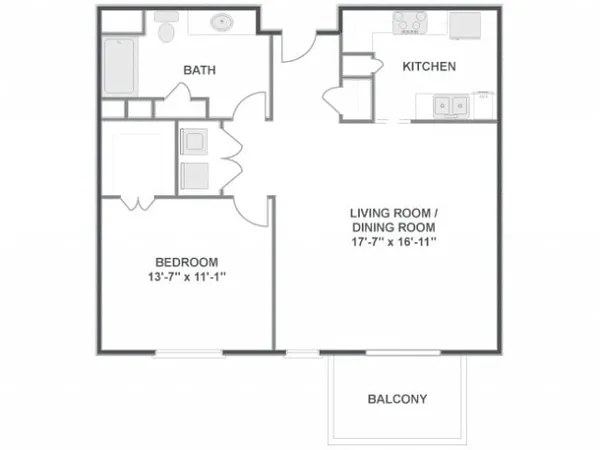 Neches floor plan, 1 bedroom, 861 sq ft