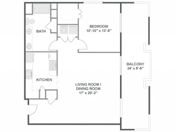 Brazos floor plan, 1 bedroom, 991 sq ft
