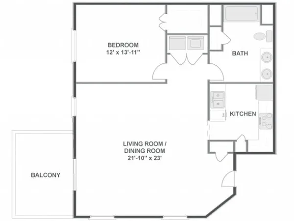 Colorado floor plan, 1 bedroom, 1,005 sq ft