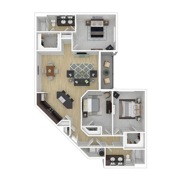C1 floor plan, 3 bedroom, 1,421 sq ft