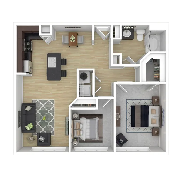 B3 floor plan, 2 bedroom, 1,010 sq ft