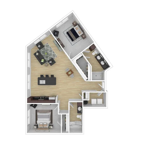 B5 floor plan, 2 bedroom, 1,120 sq ft