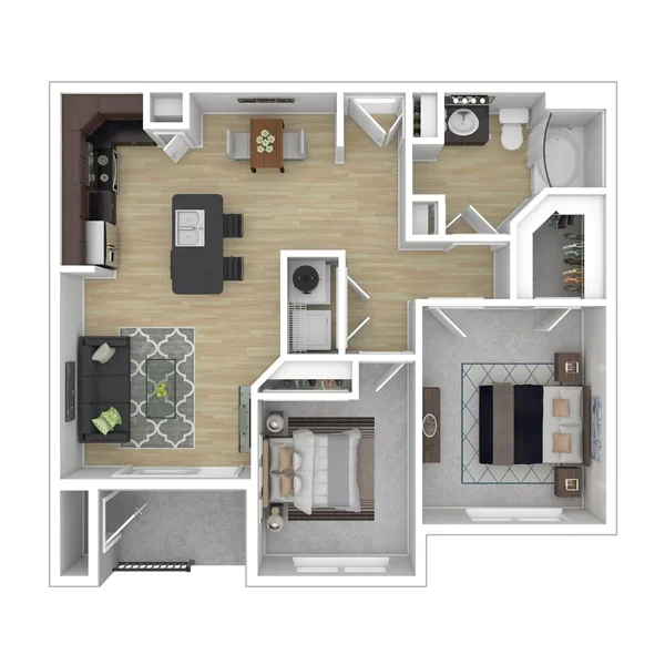 B1 floor plan, 2 bedroom, 948 sq ft